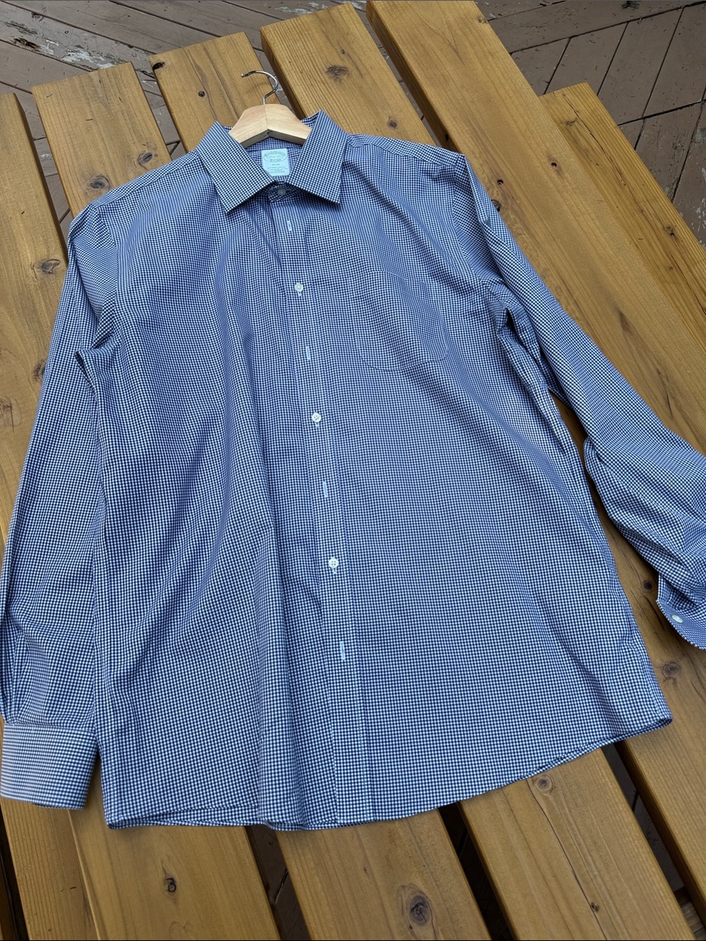 Brooks Brothers Navy Gingham Dress Shirt